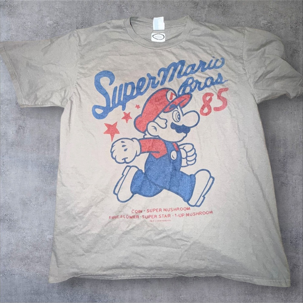 Nintendo Super Mario Bros 85 Graphic T-Shirt Mens Large Gray Port & Company